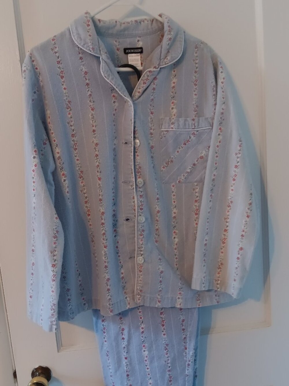 Vintage Joe Boxer Pajamas | 100% Cotton Flannel | Blue Floral | Size M